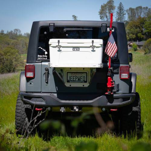 WFO Concepts - Jeep JK Tailgate Ice Chest Rack With License Plate Mount