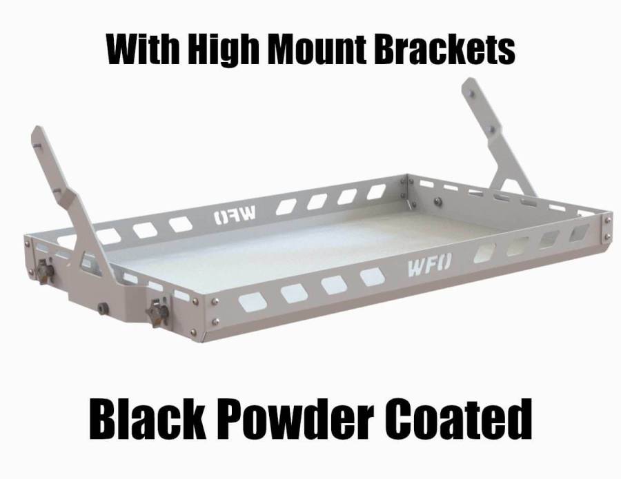 WFO Concepts - 2018+ Jeep JL 4 Door - Aluminum Roll Cage Mounted Cargo Basket - With High Mount Brackets - Black